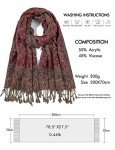 Luxury Reversible Paisley Pashmina Scarf in Rust Red