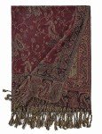 Luxury Reversible Paisley Pashmina Scarf in Rust Red