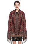 Luxury Reversible Paisley Pashmina Scarf in Rust Red