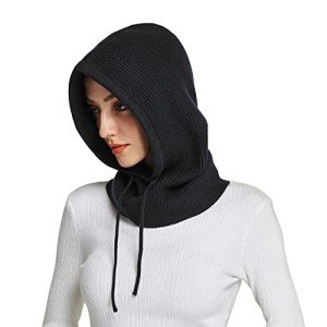 Warm Hooded Scarf Hat for Women - Black