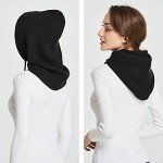 Warm Hooded Scarf Hat for Women - Black