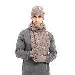 Winter Beanie Hat, Scarf & Touch Screen Gloves Set
