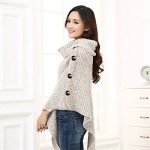 Women’s Turtleneck Crochet Shawl Poncho - Brown/Gray