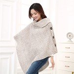 Women’s Turtleneck Crochet Shawl Poncho - Brown/Gray