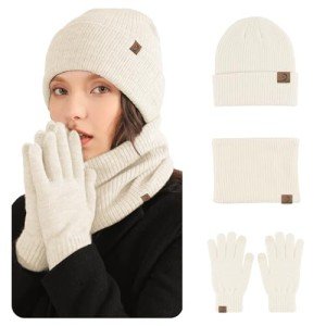 Women's Cozy 3-Piece Hat Scarf Gloves Set