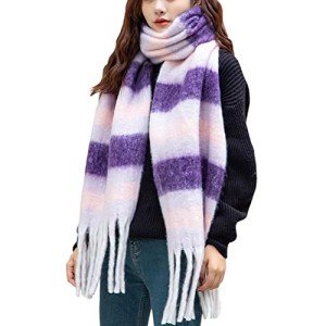Cozy Oversized Plaid Cashmere Scarf for Women
