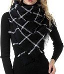 Plush Plaid Tassel Scarf for Women