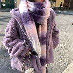 Cozy Oversized Plaid Cashmere Scarf for Women
