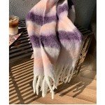 Cozy Oversized Plaid Cashmere Scarf for Women