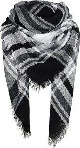 Cozy Plaid Triangle Tassel Scarf for Women