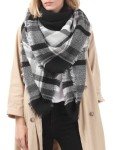 Cozy Plaid Triangle Tassel Scarf for Women