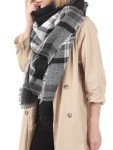 Cozy Plaid Triangle Tassel Scarf for Women