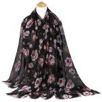 Floral Print Lightweight Wrap Scarf for Women