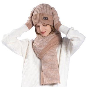 Women's 3-in-1 Winter Warm Set: Beanie, Gloves, Scarf