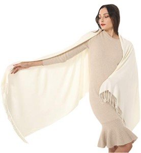 Elegant Women's Pashmina Shawl - Cream White