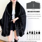 Women's Black Faux Rabbit Fur Poncho Wrap