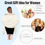 Elegant Women's Pashmina Shawl - Cream White