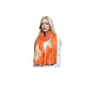 Warm Floral Scarf Wrap for Women - Orange