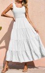 Coloody Women's Summer Smocked Maxi Dress - White