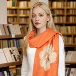 Warm Floral Scarf Wrap for Women - Orange