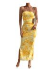 Yellow Strapless Bodycon Maxi Dress for Women