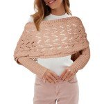 Warm Khaki Knitted Scarf with Sleeves for Women