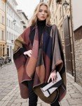 Cozy Khaki Oversized Plaid Shawl Wrap for Women