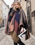 Cozy Khaki Oversized Plaid Shawl Wrap for Women