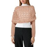 Warm Khaki Knitted Scarf with Sleeves for Women