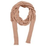 Warm Khaki Knitted Scarf with Sleeves for Women