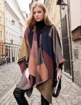 Cozy Khaki Oversized Plaid Shawl Wrap for Women