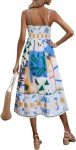 ABINGOO Women Graffiti Printed Maxi Cami Dress Square Neckline Sleeveless Spaghetti Strap Boho Dress Ruffle Flowy Swing Aline Sundress Summer 4#Graphic Off-White M