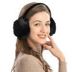 ZLYC Women's Winter Faux Fur Ear Muffs (Black)