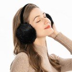 ZLYC Women's Winter Faux Fur Ear Muffs (Black)