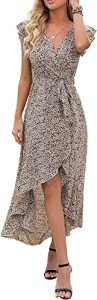 GRECERELLE Women's Floral Cross V-Neck Maxi Dress