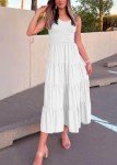 Coloody Women's Summer Smocked Maxi Dress - White