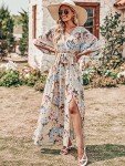ANRABESS Women’s Summer Loose Boho Flowy Wrap V Neck 3/4 Sleeve Floral Print Slit Beach Wedding Guest Long Maxi Dresses 2024, Yellow Flor, X-Large