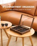 8-Slot Wooden Sunglasses Organizer and Display Case