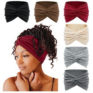 Boho Wide Headbands for Women - 6 Pack Set