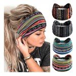 Boho Stretch Headbands for Women - 4 Pack