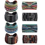 Boho Stretch Headbands for Women - 4 Pack