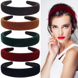 5-Pack Velvet Wide Headbands for Women