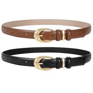 JASGOOD Women's 2-Pack Fashion Leather Belts