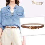 2 Pack Women's Leather Belts with Gold Buckle