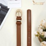 2 Pack Women's Leather Belts with Gold Buckle