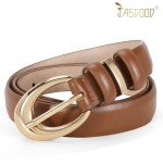 2 Pack Women's Leather Belts with Gold Buckle