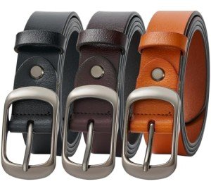3-Pack Women's Fashion Leather Belts with Buckles
