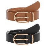 JASGOOD Women's Leather Belts - Black & Brown