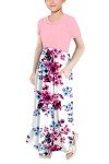 storeofbaby Dress for Girls Floral Empire Waist Flowy Swing Maxi with Pockets, 12-13 Years