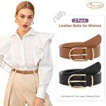JASGOOD Women's Leather Belts - Black & Brown